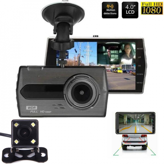Автомобільний відеореєстратор DVR Full HD з нічним підсвічуванням Kronos IT-520 + камера заднього виду