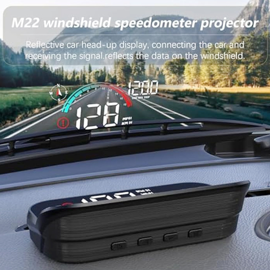 Проектор приборної панелі на лобове скло HUD M22 GPS 8в1, проекція спідометр по супутнику