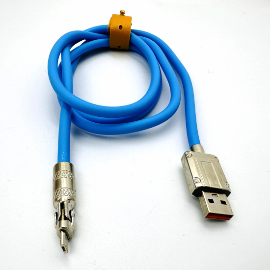 Міцний силіконовий кабель Globus USB-MicroUSB, ЮСБ-мікро ЮСБ із супершвидкою зарядкою 6А 120Вт, 120см металевий поворотний штекер із підсвічуванням