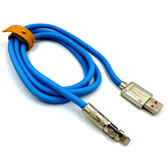 Міцний силіконовий кабель Globus USB to Lightning із супершвидкою зарядкою 6А 120Вт, 120см, металевий поворотний штекер із підсвічуванням ЮСБ-Лайтінг