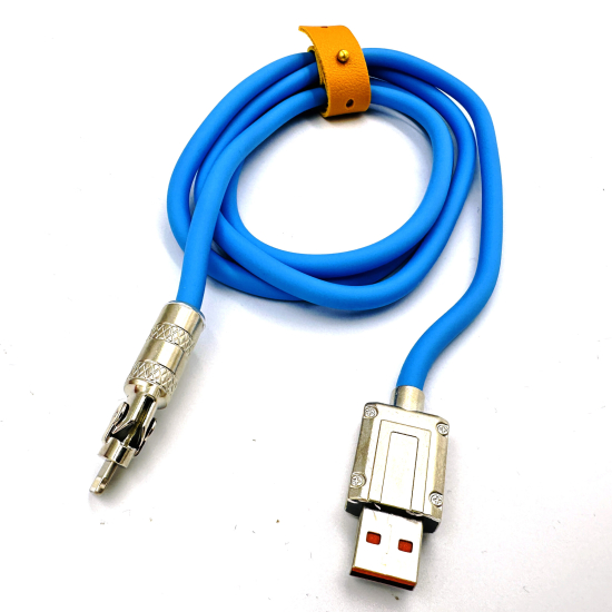 Міцний силіконовий кабель Globus USB to Lightning із супершвидкою зарядкою 6А 120Вт, 120см, металевий поворотний штекер із підсвічуванням ЮСБ-Лайтінг