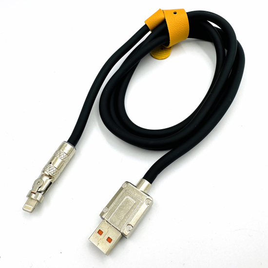 Міцний силіконовий кабель Globus USB to Lightning із супершвидкою зарядкою 6А 120Вт, 120см, металевий поворотний штекер із підсвічуванням ЮСБ-Лайтінг
