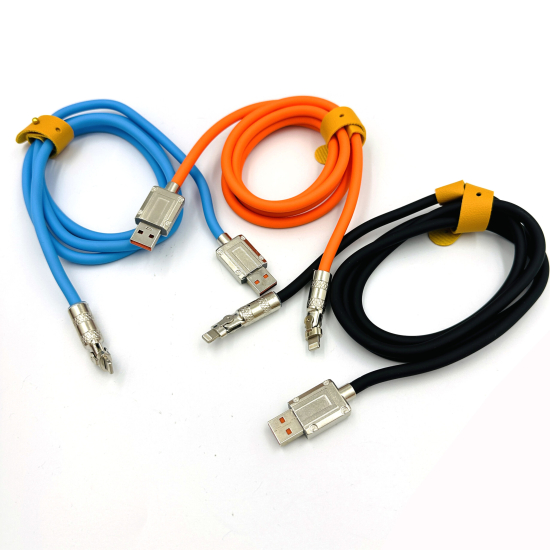 Міцний силіконовий кабель Globus USB to Lightning із супершвидкою зарядкою 6А 120Вт, 120см, металевий поворотний штекер із підсвічуванням ЮСБ-Лайтінг