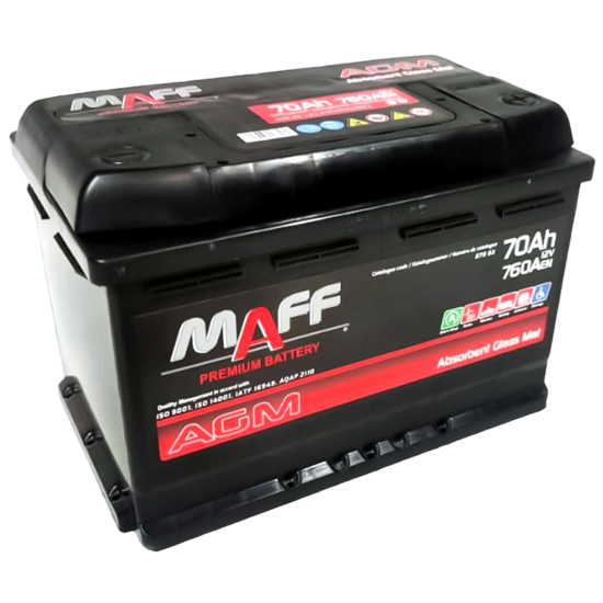 Батарея акумуляторна MAFF 57002 Start-Stop гелева AGM 6СТ-70 12В 70Ач 760A R+ для ДБЖ, для інвертора, для сонячної станції