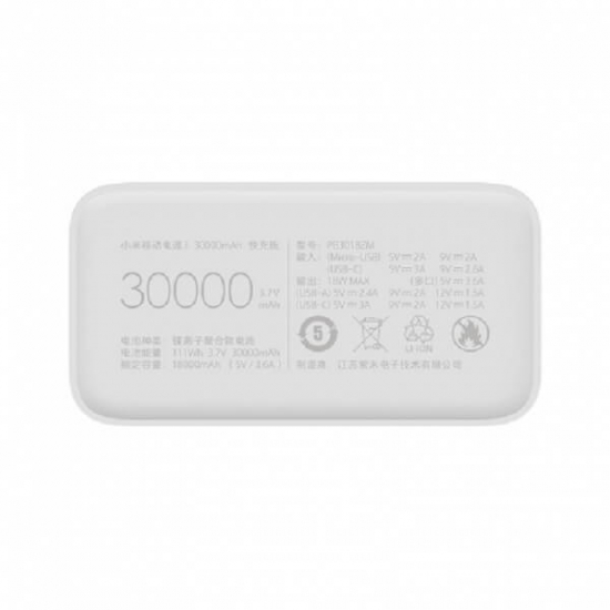 Повер банк Xiaomi Mi 3 Power Bank 30000 mAh 24W зі швидкою зарядкою