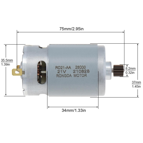 Електромотор Rongda RD-21-AA RS-550 для міні-пили, болгарки 14 зубів d=8.2 mm 280000 об, 550вт